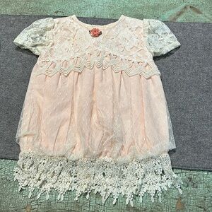 Vintage Memories by Jo Lene Pink Lace Infant Dresss